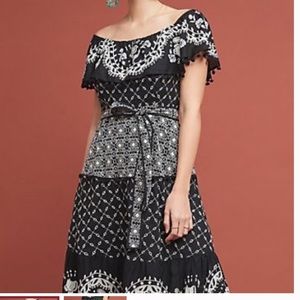 Anthropologie Marisol Dress Off-Shoulder Embroidered size 2